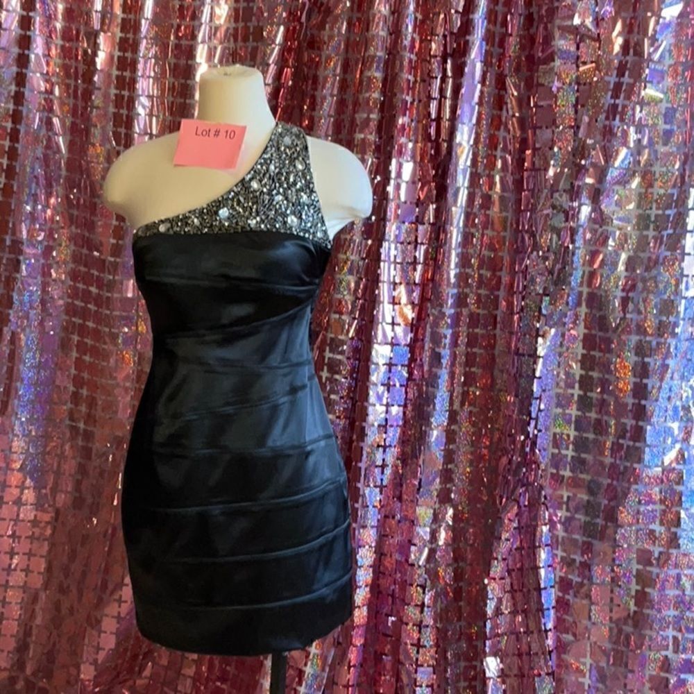 1 sleeve black bandage style dress in size 3 with beading & jewels on top
